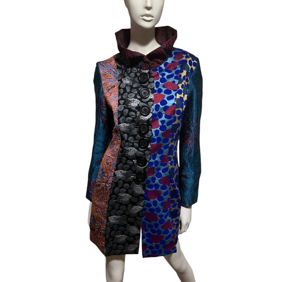 Y2K Vintage An Ren Patchwork Jacket L Ruffle Collar Art Wear Prince Pirate Poet - Picture 1 of 10